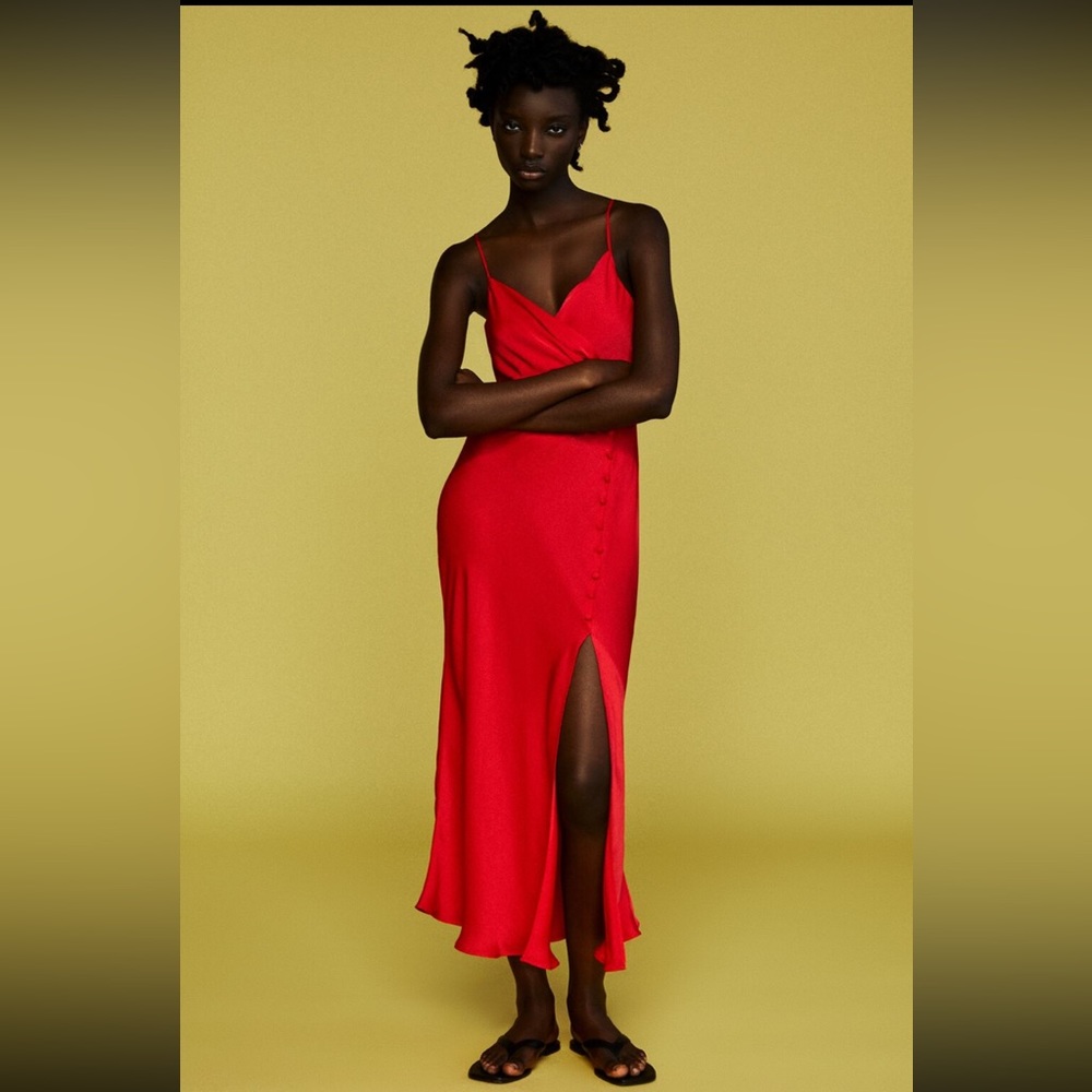 NWT Zara Lingerie Style Red Dress, Size M